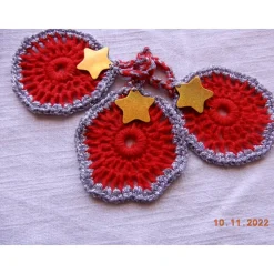 Weihnachten - Handgehäkelte Geschenk-Anhänger - Set,3 Stück,