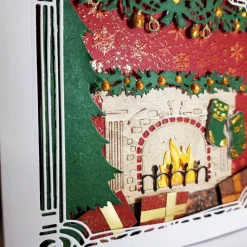 Weihnachten am Kamin aufwändige Weihnachtskarte Fensterkarte feine Handarbeit