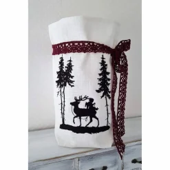 Weihnachten Geschenkbeutel Lichtbeutel Utensilo Hirsch Engel GESTICKT Leinen