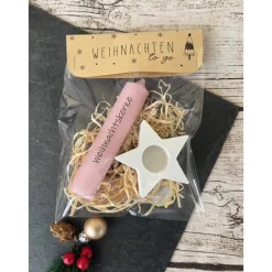Weihnachten in der Tüte ~ Weihnachten to go ~ Geschenktütchen Kerze mit Halter ~ Mitbringsel