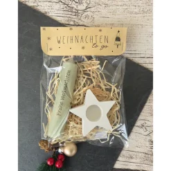 Weihnachten in der Tüte ~ Weihnachten to go ~ Geschenktütchen Kerze mit Halter ~ Mitbringsel
