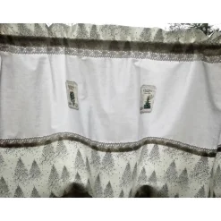 Weihnachten, Scheibengardine Landhausstil, Tannenbäume, weiß/creme mit Golddruck