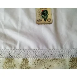 Weihnachten, Scheibengardine Landhausstil, Tannenbäume, weiß/creme mit Golddruck