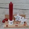 "Weihnachten to Go" Geschenkset in Holzbox ~ Stabkerze mit Kerzenständer und Deko ~ Engel ~ Anhänger Stern