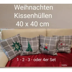 Weihnachten Woll-Kissenhüllen bestickt, 40x40