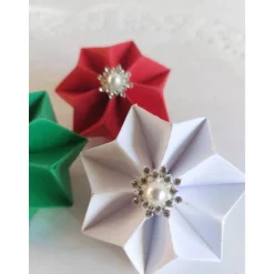 Weihnachtliche Dekosterne aus Tonkarton mit Strass-Perlen oder Blütenornament, Handgemacht & individuell wählbar