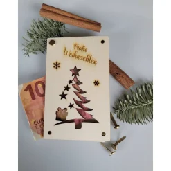 Weihnachtliche Geschenkkarten für Gutscheine Geld oder persönliche Briefe Holzkarte Weihnachten Nikolaus