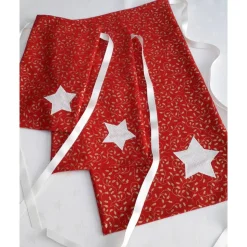 Weihnachtliche Geschenktaschen 3er Set aus Baumwollstoff mit angenähtem Schleifenband