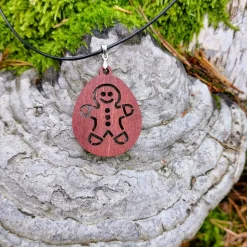 Weihnachtliche Holz-Ohrringe & Kette "Lebkuchenmann" – natürlicher Schmuck, handgemacht