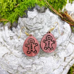 Weihnachtliche Holz-Ohrringe & Kette 