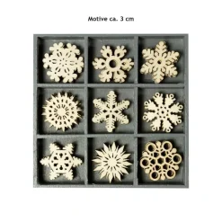 Weihnachtliche Holzstreuteile Eiskristalle 45 Stück