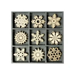 Weihnachtliche Holzstreuteile Eiskristalle 45 Stück