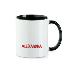 Weihnachtliche Keramiktasse "Merry Christmas" mit Weihnachtsmann, Schneemann, Rentier & Lebkuchen