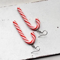 Weihnachtliche Ohrringe Zuckerstangen • Ohrhänger Polymer Clay | Ohrschmuck