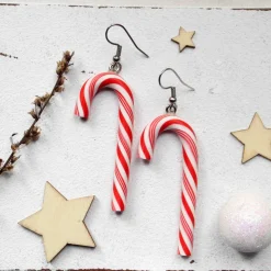Weihnachtliche Ohrringe Zuckerstangen • Ohrhänger Polymer Clay | Ohrschmuck