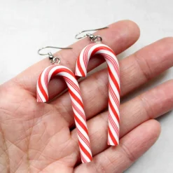 Weihnachtliche Ohrringe Zuckerstangen • Ohrhänger Polymer Clay | Ohrschmuck