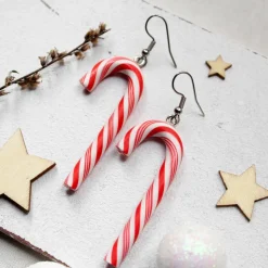 Weihnachtliche Ohrringe Zuckerstangen • Ohrhänger Polymer Clay | Ohrschmuck