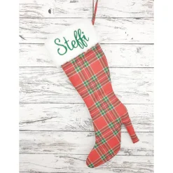 Weihnachtlicher High Heel oder Nikolaussocke mit gesticktem Namen