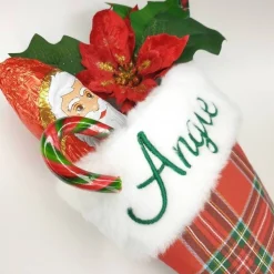 Weihnachtlicher High Heel oder Nikolaussocke mit gesticktem Namen