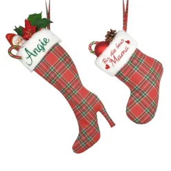 Weihnachtlicher High Heel oder Nikolaussocke mit gesticktem Namen