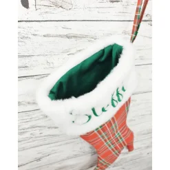 Weihnachtlicher High Heel oder Nikolaussocke mit gesticktem Namen