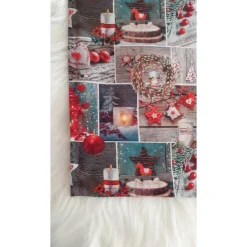 weihnachtlicher Tischläufer mit Herzen, Laternen, Kerzen, ...