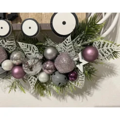 Weihnachtlicher Türkranz Weihnachtskranz Wichtel lila grau