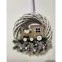 Weihnachtlicher Türkranz Weihnachtskranz Wichtel lila grau