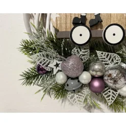 Weihnachtlicher Türkranz Weihnachtskranz Wichtel lila grau