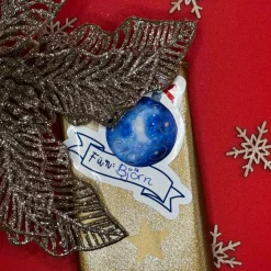 Weihnachts Geschenketikett Vinyl | beschriftbarer Galaxy Weihnachtskugel Sticker | Geschenkaufkleber