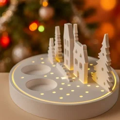 Weihnachts Lichterdorf | Winterdeko handgemacht | Teelichthalter Weihnachten | Feinste Weihnachtsdeko | Lichthaus | Skan