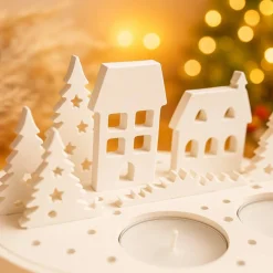 Weihnachts Lichterdorf | Winterdeko handgemacht | Teelichthalter Weihnachten | Feinste Weihnachtsdeko | Lichthaus | Skan