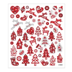 Weihnachts Sticker Rot mit Glitzer - Blatt 15 x 16,5 cm - Deko Aufkleber Adventskalender DIY Weihnachten Geschenkaufkleber