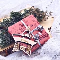 Weihnachtsanhänger Holz | Holzstern mit Namen | personalisierte Weihnachtsdeko | Namensanhänger Weihnachten | Geschenkan