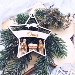 Weihnachtsanhänger Holz | Holzstern mit Namen | personalisierte Weihnachtsdeko | Namensanhänger Weihnachten | Geschenkan