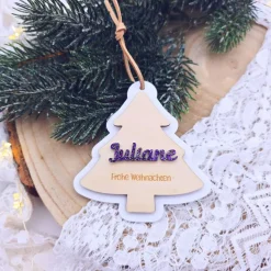 Weihnachtsanhänger Holz personalisiert - Geschenkanhänger mit Name | personalisierte Geschenke Weihnachten | Baumschmuck