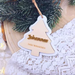 Weihnachtsanhänger Holz personalisiert - Geschenkanhänger mit Name | personalisierte Geschenke Weihnachten | Baumschmuck