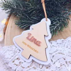 Weihnachtsanhänger Holz personalisiert - Geschenkanhänger mit Name | personalisierte Geschenke Weihnachten | Baumschmuck