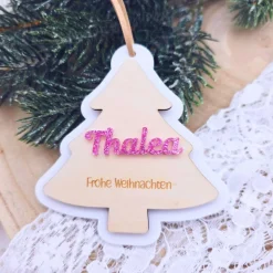 Weihnachtsanhänger Holz personalisiert - Geschenkanhänger mit Name | personalisierte Geschenke Weihnachten | Baumschmuck