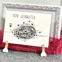 Weihnachtsbaum mit Aquarellfarbe & Fineliner auf Weihnachtskarte - Frohe Weihnachten - danielb.art