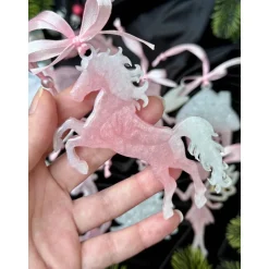 Weihnachtsbaumdeko Resin – Rentier, Fee, Tanne, Märchenhaus, Pferd – Epoxidharz Anhänger Weihnachten Geschenk Rosa
