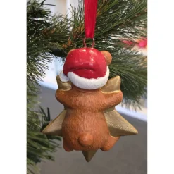 Weihnachtsbaumschmuck - Teddybär mit Stern - Personalisierbar - Keramik -