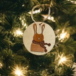 Weihnachtsbaumschmuck aus Echtholz - Hase