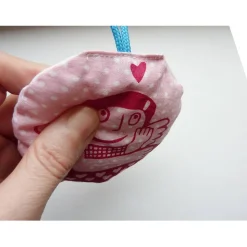 Weihnachtsbaumschmuck, Nadelkissen, Engel, handgenäht und handbedruckt