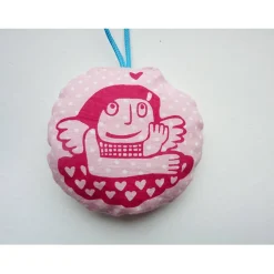 Weihnachtsbaumschmuck, Nadelkissen, Engel, handgenäht und handbedruckt