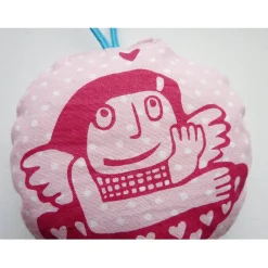 Weihnachtsbaumschmuck, Nadelkissen, Engel, handgenäht und handbedruckt