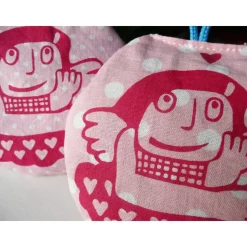 Weihnachtsbaumschmuck, Nadelkissen, Engel, handgenäht und handbedruckt