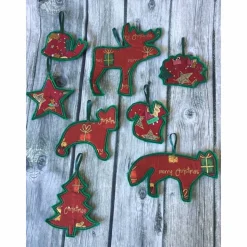 Weihnachtsbaumschmuck Set 8-teilig aus Filz – Wiederverwendbare Filzanhänger als Weihnachtsdekoration