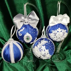 Weihnachtsbaumschmuck Tannenbaumschmuck Christmas Schmuck Handgemacht Handmade Weihnachtsgeschenk blau Strass Satin