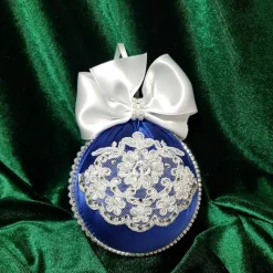 Weihnachtsbaumschmuck Tannenbaumschmuck Christmas Schmuck Handgemacht Handmade Weihnachtsgeschenk blau Strass Satin